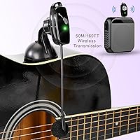 Vista 2 de Micrófono inalámbrico para instrumento para guitarra acústica: sistema de micrófonos de clip inalámbrico 2.4G con transmisor y receptor de 0.250 in
