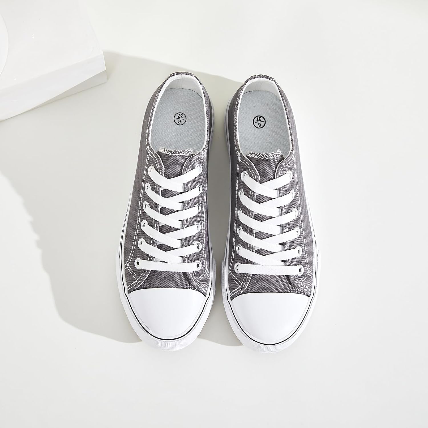 FRACORA Womens White Black Canvas Sneakers Low Top Canvas Shoes for Women Tennis Shoes - Image 6