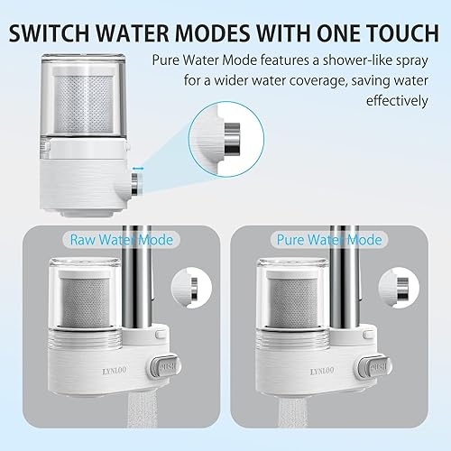 Miniatura 3 de Filtro de grifo, botón pulsador, dos modos de pulverización, botón de interruptor mecánico, purificador de agua de 350 galones para fregadero,