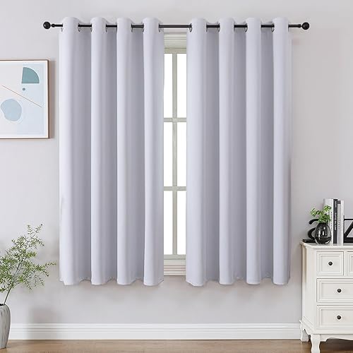 Miniatura 50 de CUCRAF Juego de 2 paneles de cortinas opacas negras de 54 pulgadas de largo, cortinas de oscurecimiento de habitación para sala de estar y