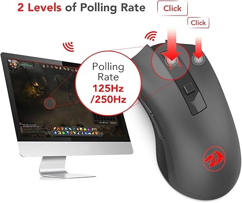 Miniatura 6 de Redragon M652 - Ratón inalámbrico óptico 24G con receptor USB ratones portátiles para juegos y oficina 5 niveles de DPI ajustables 6 botones para