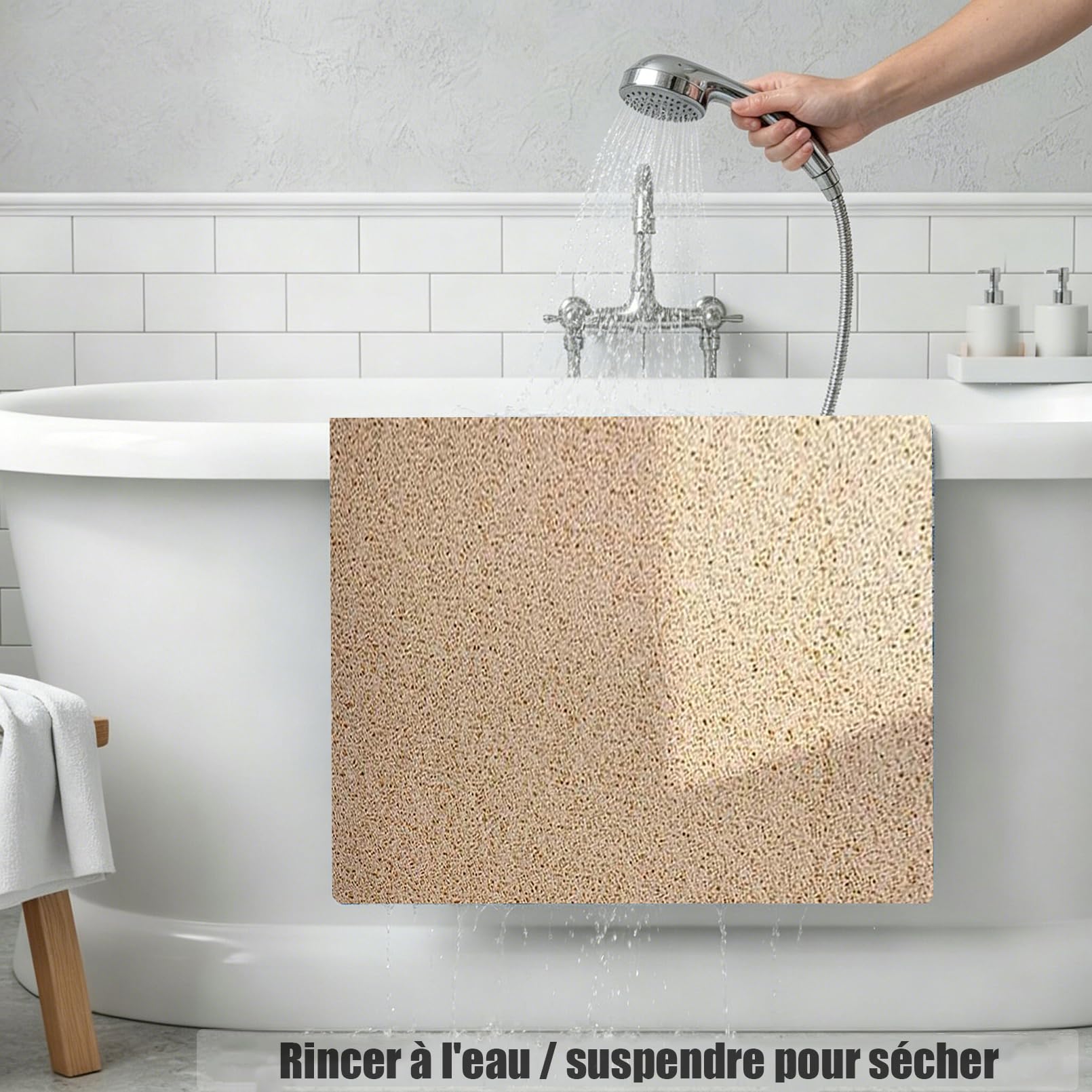 Alfombra Ducha Antideslizante 100x100 cm Alfombrilla Ducha Antideslizante Simplicidad Moderna Alfombra Antideslizante Ducha PVC Suave y cómodo，Alta Permeabilidad al Agua