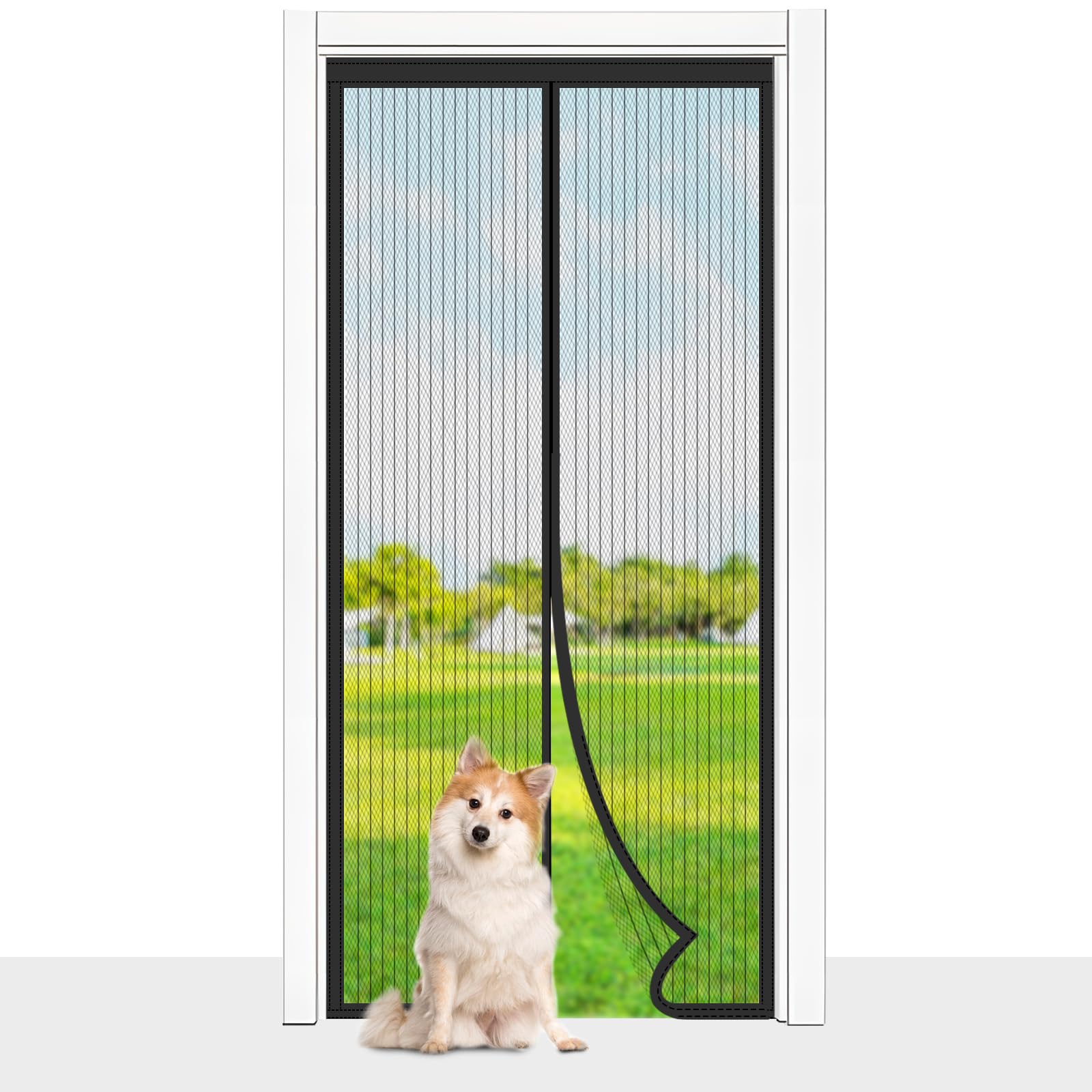Cloudgree Black Magnetic Fly Screen Door, Fly Insect Screen Door Screen Mesh Curtain With Powerful Magnets And Full Frame Hook&Loop, Insect Protection Door No Gap, Keep Bugs Out Lets Fresh Air In(100X210cm)