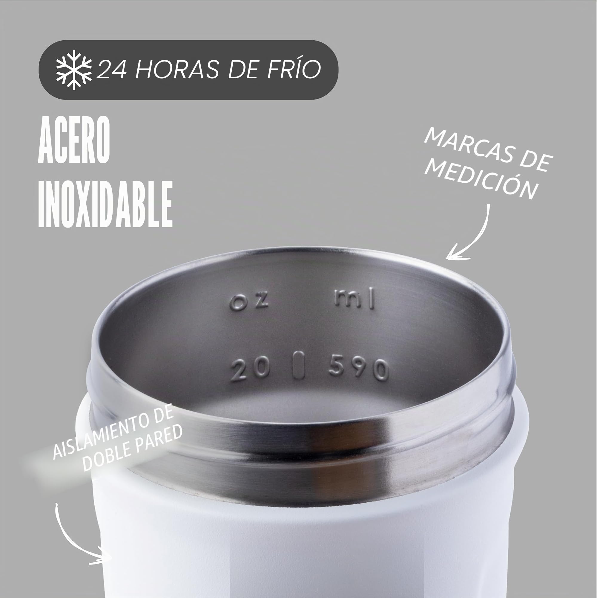 BlenderBottle Strada - Botella de acero inoxidable, botella térmica con BlenderBall, coctelera de proteínas y agitador de fitness, libre de BPA, doble pared, aislado al vacío, blanco, 375 g