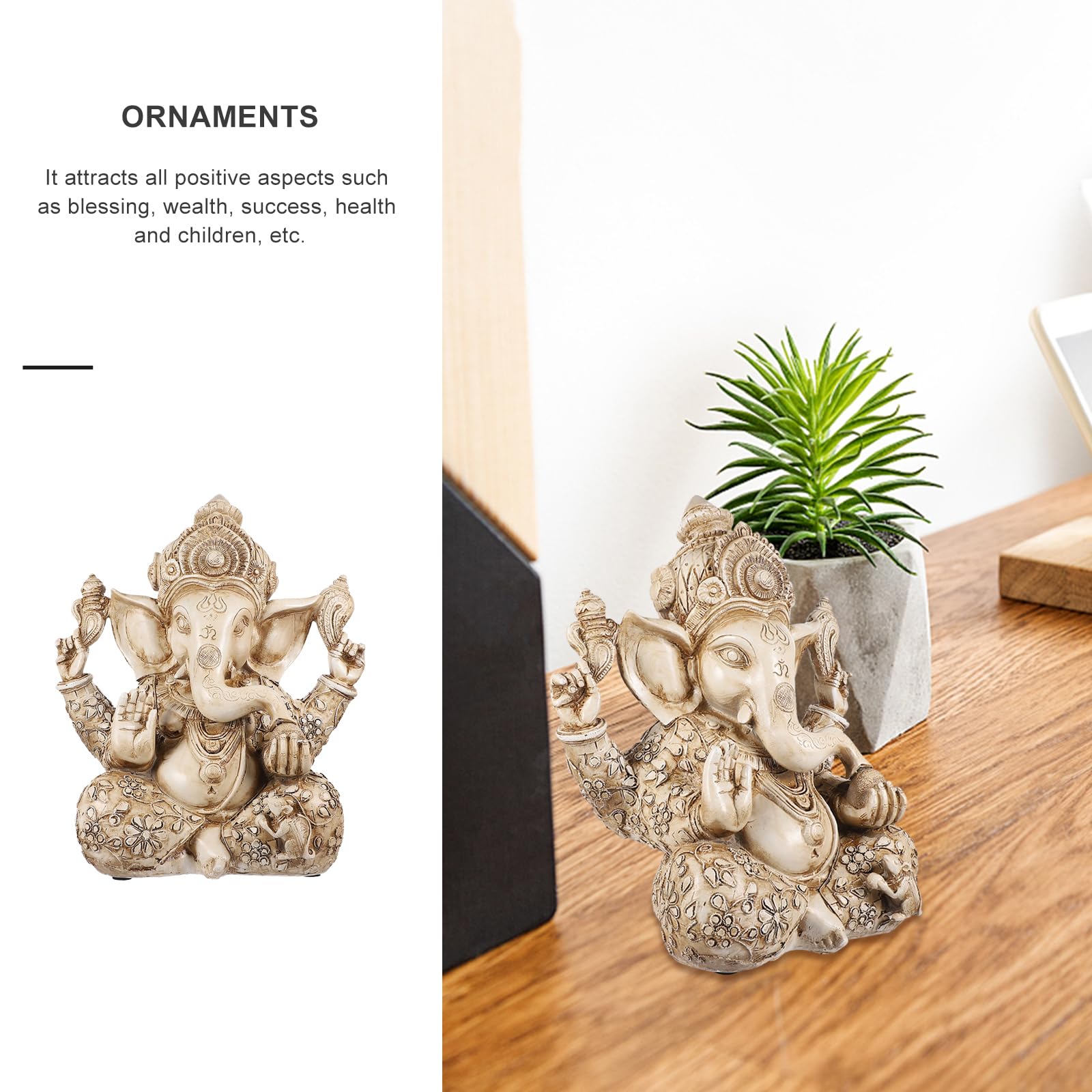 Angoily - Statuetta elefante Statua Buddha Scultura India Ganesh Ganpati Modello Tavolo Ufficio Fortunato Ricchezza Arte Figura per la Casa