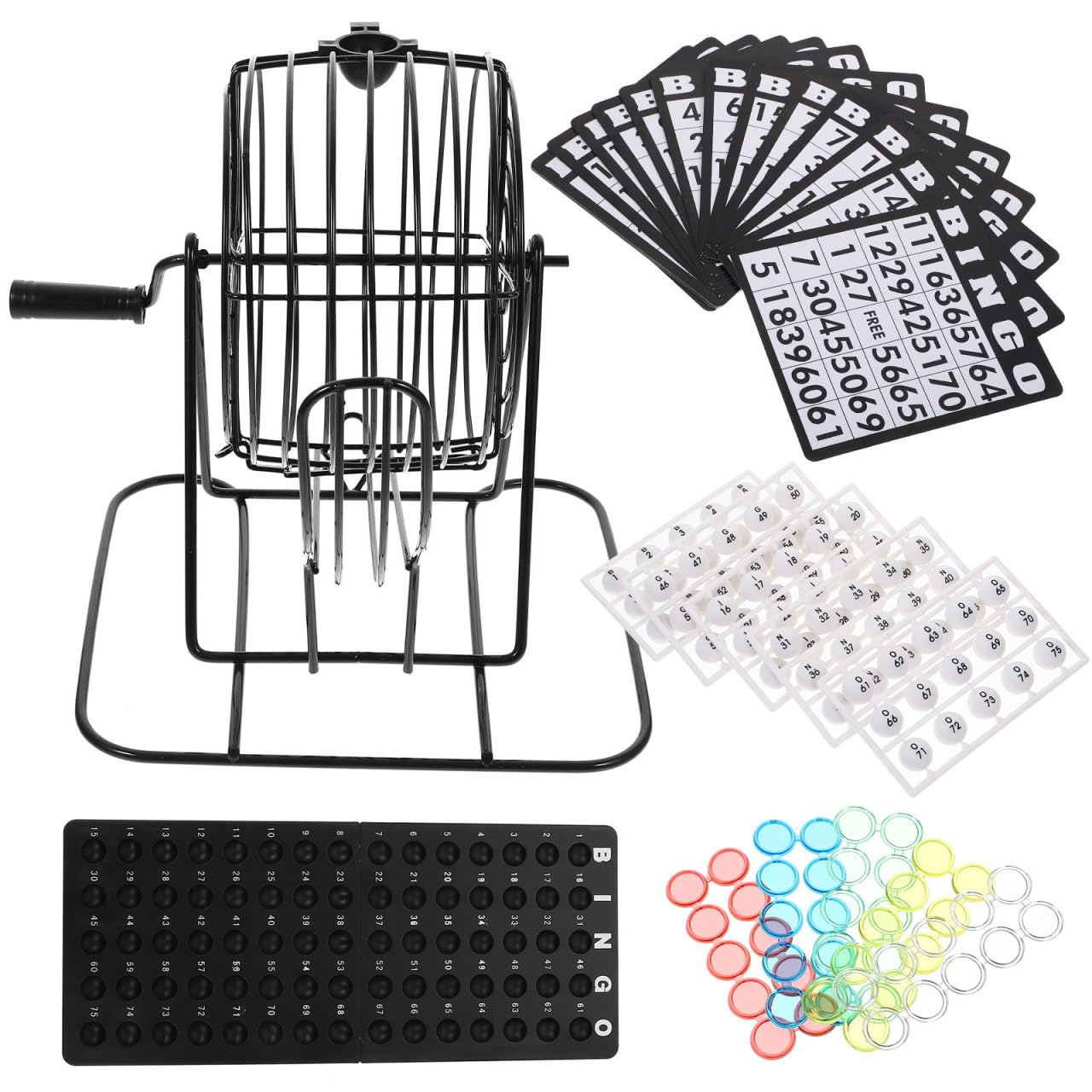 Jeu de Loterie de Table Manuel Bingo Noir en Fer, Ensemble 1 Pièce