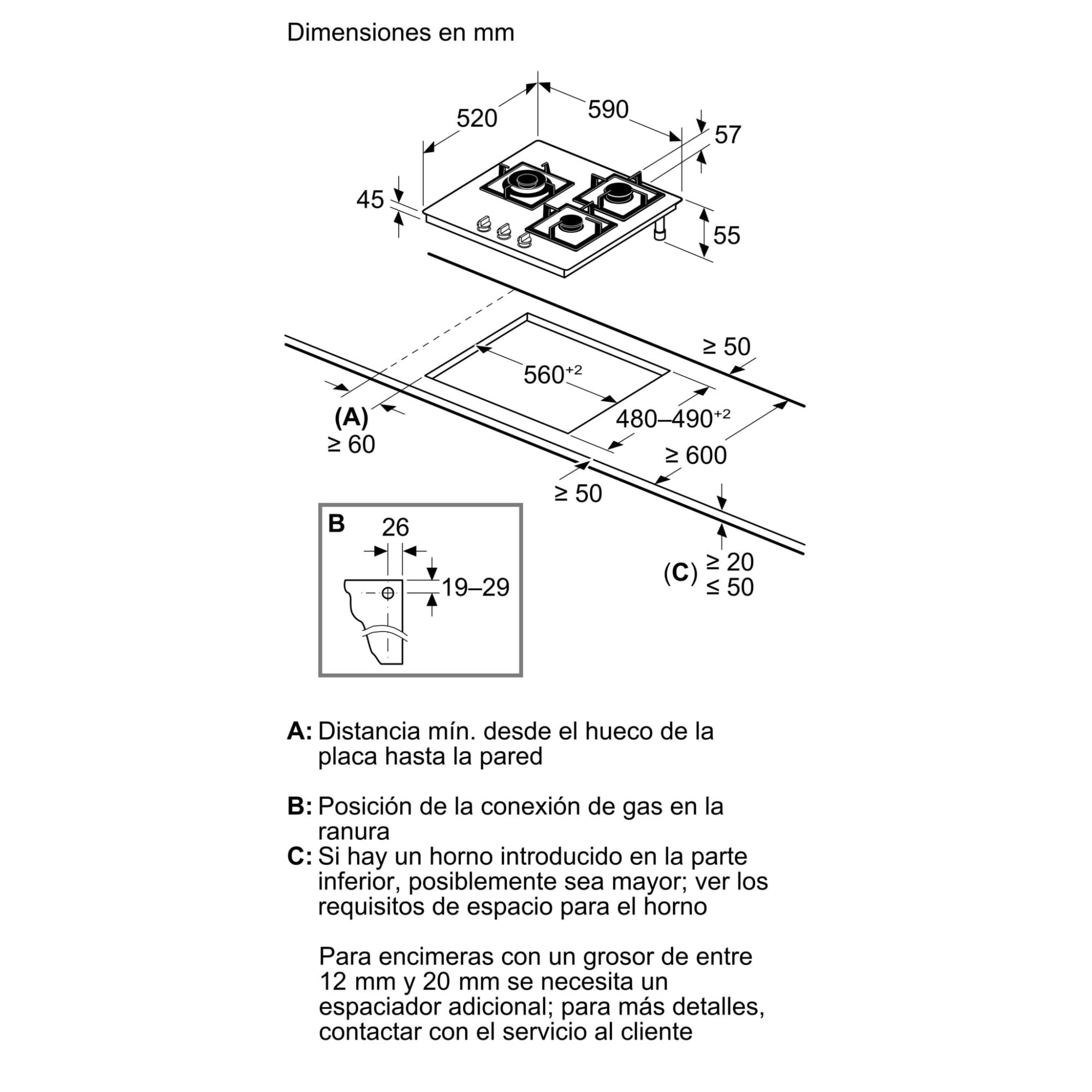 Bosch, Placa de gas, Serie 4, 60 cm, Seguridad GasStop, negro, PNC6B6K40 | Cocina con la tranquilidad de saber que el gas se corta si la llama se apaga.