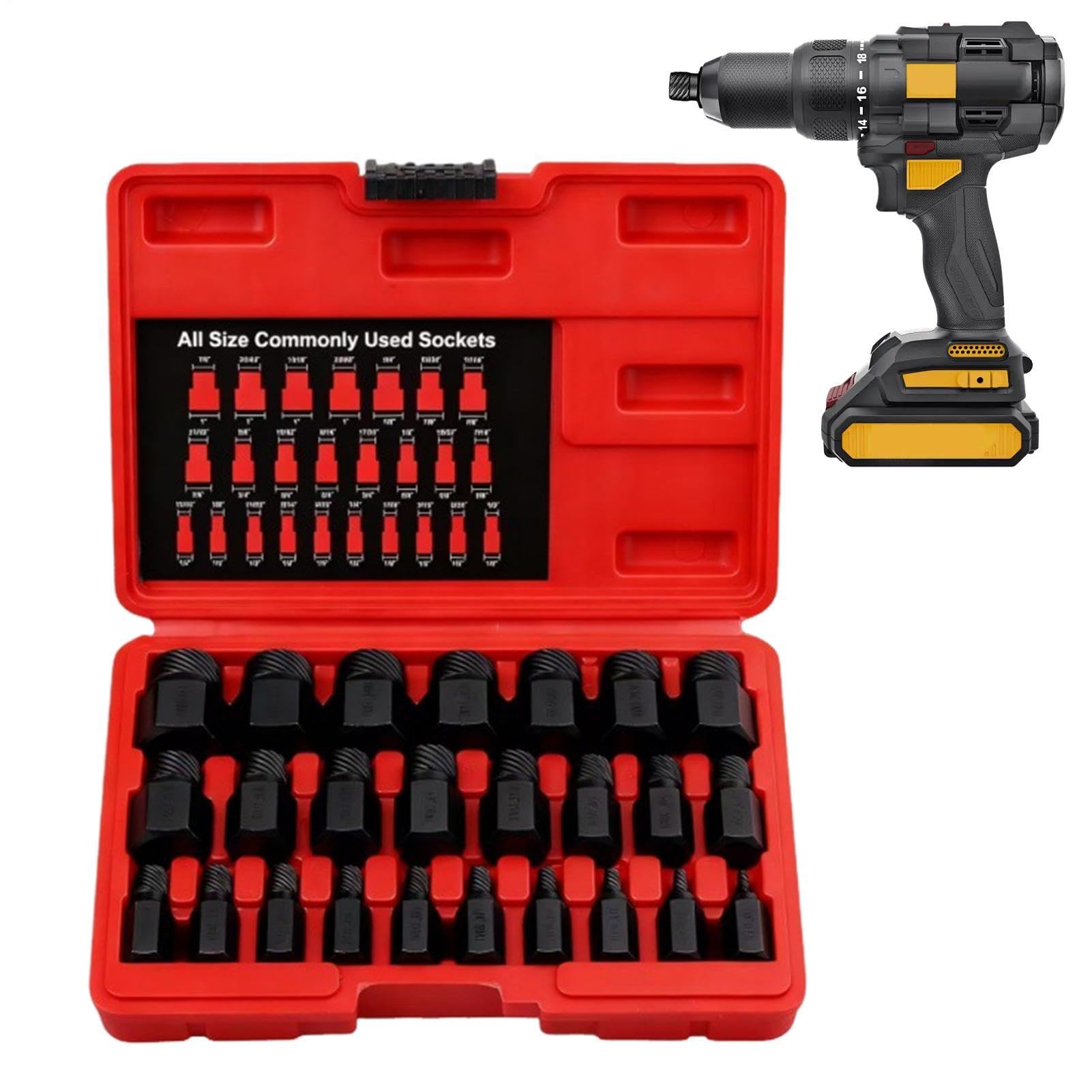 Set di Prese Estrattori per Bulloni Utensili per Riparazione Teste | Set da 25 Pezzi per Rimuovere e Viti Spelate Rotte per Fissaggi Auto Mobili Danneggiati