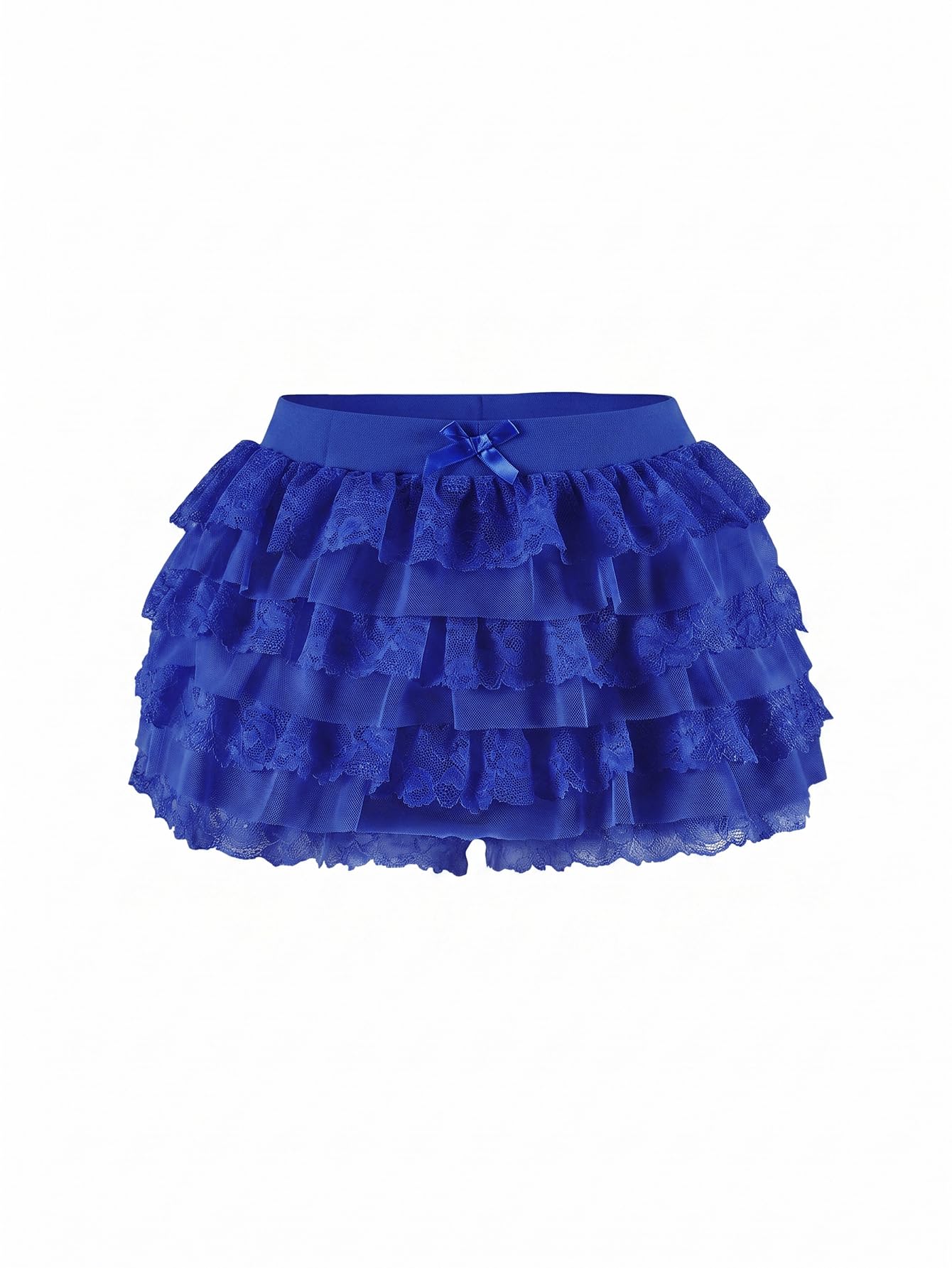 Women Y2K Lace Multi-Layered Bloomers Lolita Ruffle Shorts Cute Mini Skirt