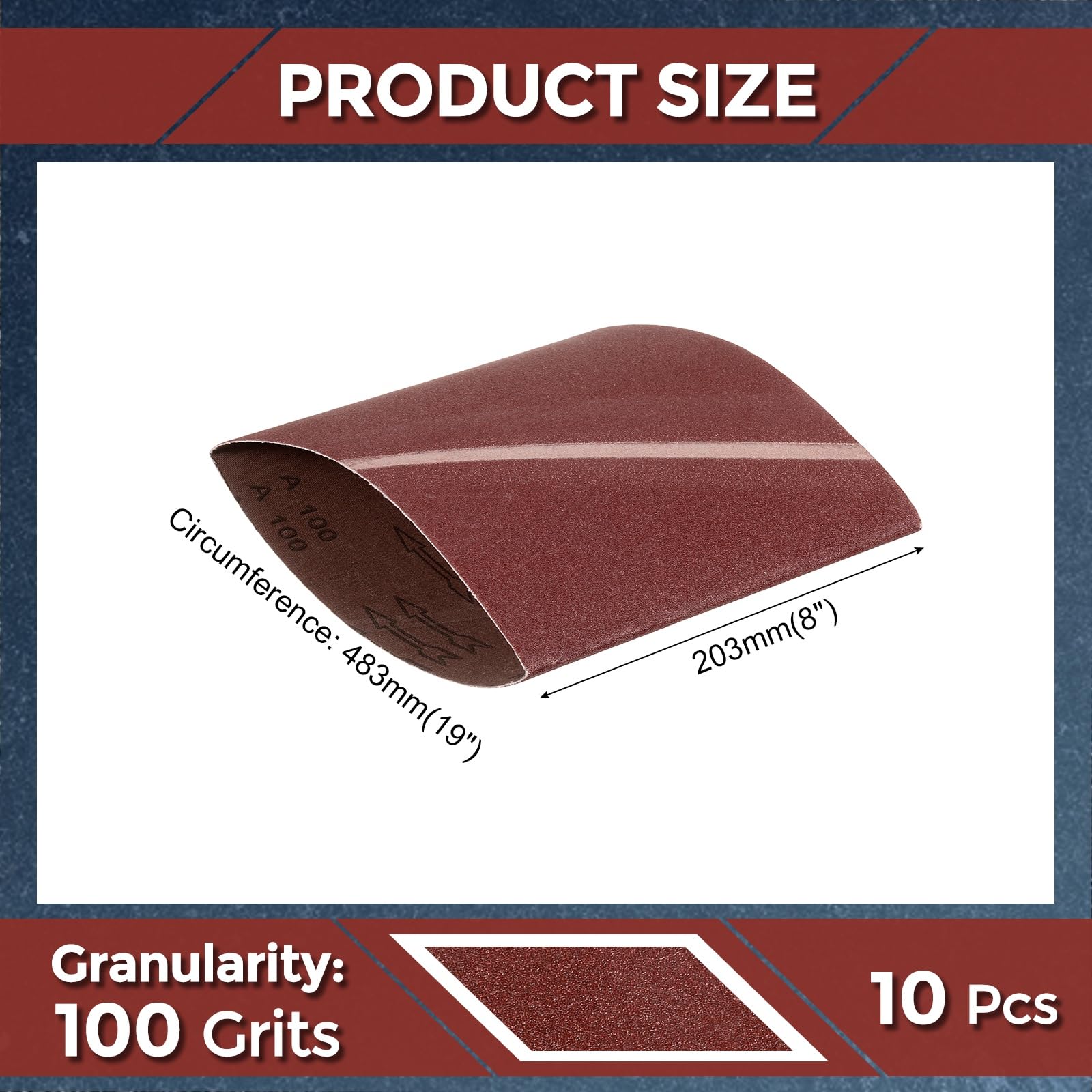 Kozelo 5 Pcs Sanding Belts 203mm x 483mm 100 Grit Aluminum Oxide Abrasive Sandpaper for Belt Sander Metal Grinding Wood Working Weld Rust Removal - Image 2