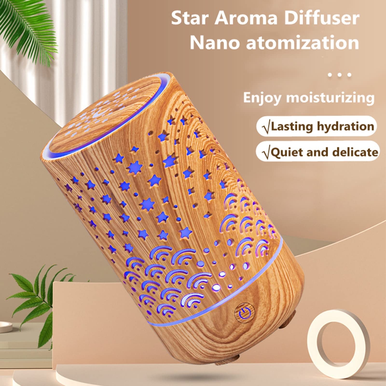 Nawilżacz mgiełki 230 ml wydrążony aromaterapia drewna USB nawilżacz powietrza ultradźwiękowy chłodna mgiełka aromat dyfuzor olejków eterycznych vaporizer nawilżacz (kolor: B)