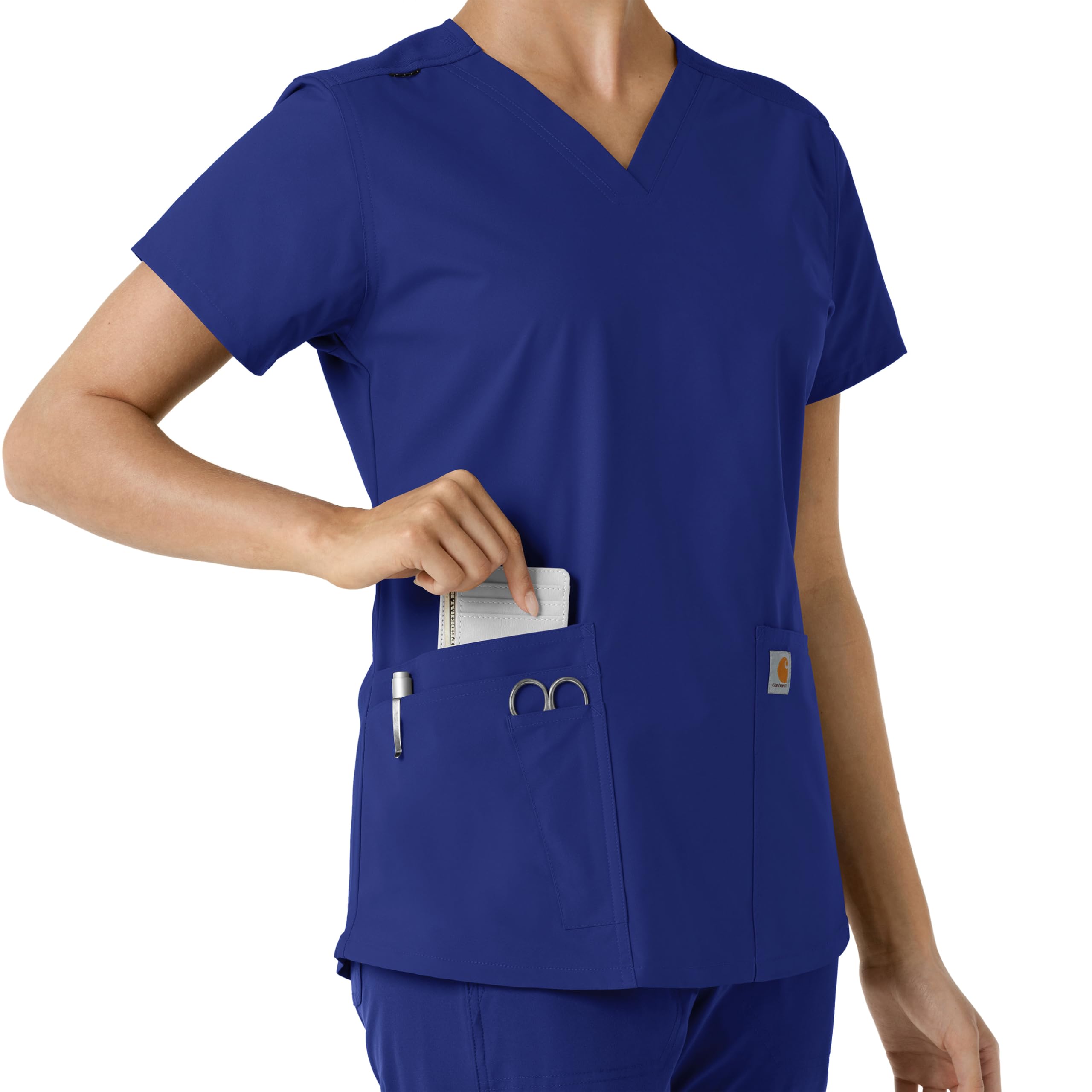 Carhartt Scrubs C12313 damski top Force® Essentials Modern Fit z dekoltem w serek, niebieski (Galaxy Blue), XL