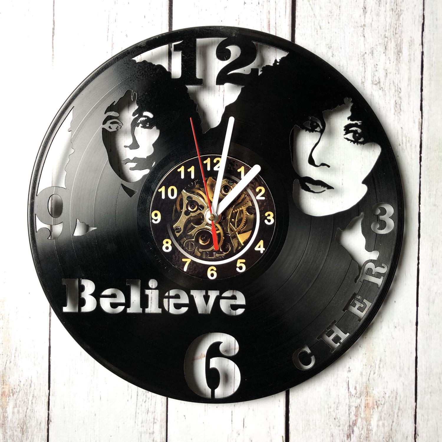 ArtoriDesign18 Cher Believe Music Wall Clock Made of Vinyl Record - Handmade Original Design - Great Gifts idea for Birthday, Wedding, Anniversary, Women, Men, Friends, Girlfriend Boyfriend and Teens
