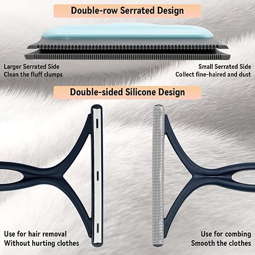 Miniatura 4 de Kit de eliminación de pelo de mascotas, paquete de 3 unidades portátil para perros y gatos, removedor de pelo de ropa reutilizable para sofás,