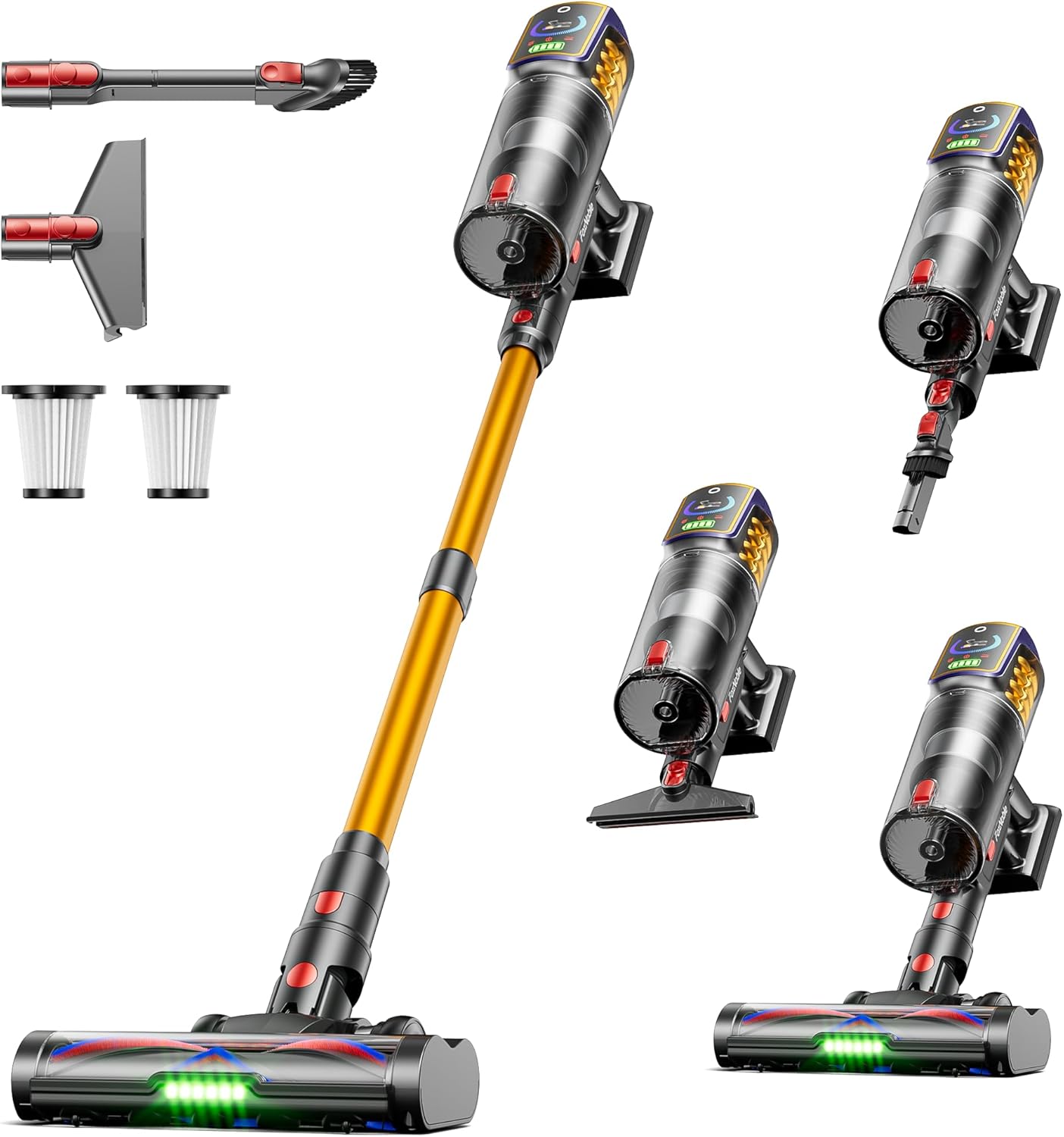 Cordless Vacuum Cleaner,55KPa 650W 65Mins Vacuum Cleaners for Home,Stick Vacuum with LED Display Anti tangle Brush and Self Standing Design,Vacuum Cleaner for Hardwood Floors,Carpet,Pet Hair,Car