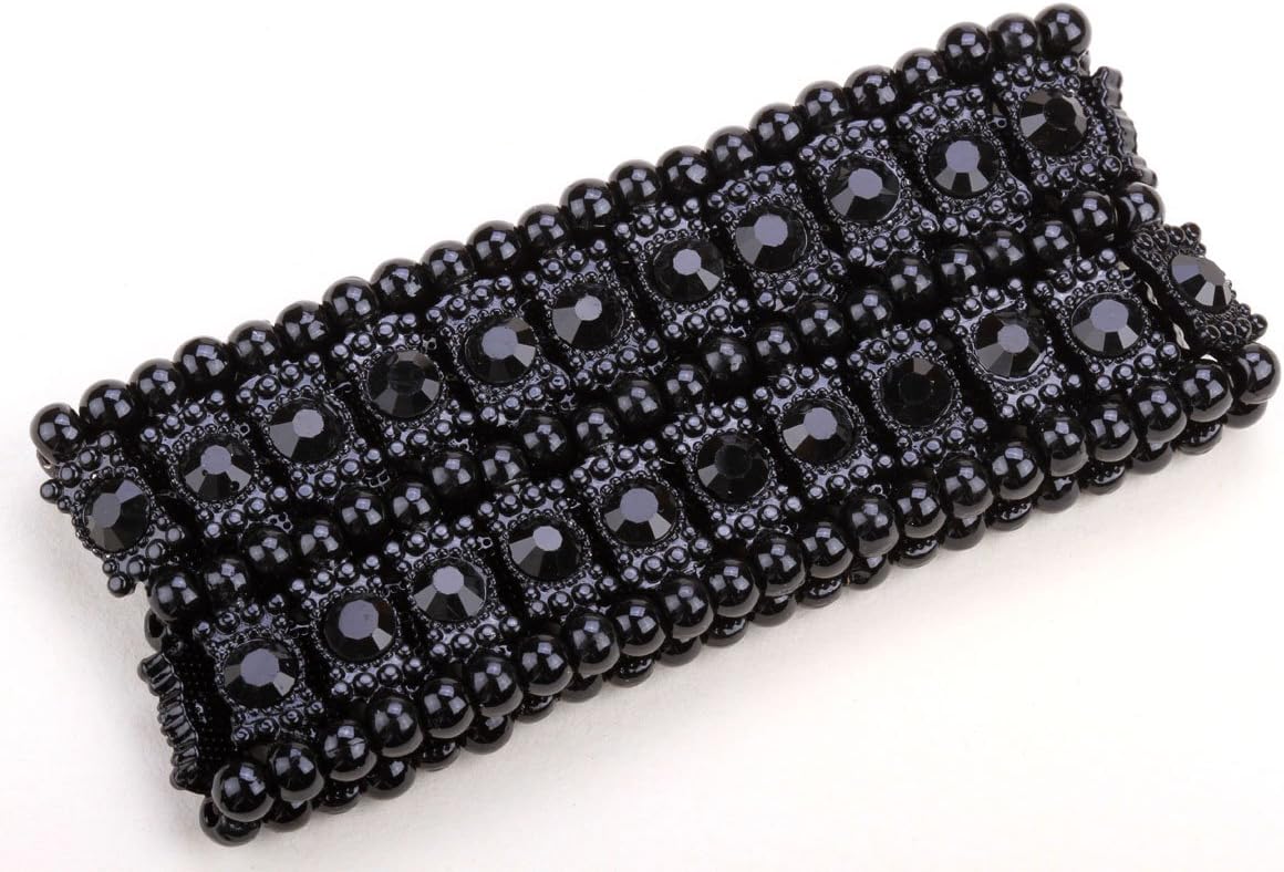 YACQ Women's Multilayer Wide Stretch Cuff Bracelets Fit Various Wrist Sizes - Soft Elastic Band - Lead & Nickle Free - Image 3