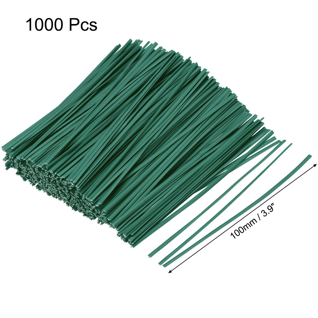 uxcell Metallic Twist Ties 100mmx2mm Plastic Green Cable Cord Ties 1000pcs