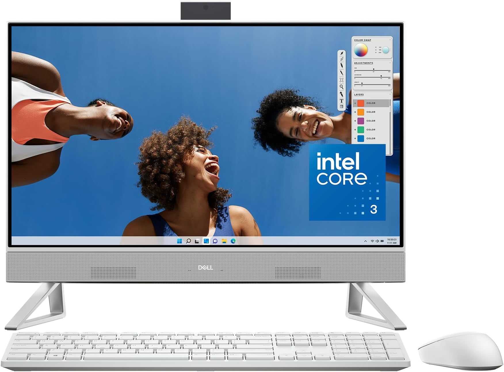 Dell Inspiron 5430 All in One Desktop - 23.8-inch FHD (1920 x 1080) Display, Intel Core 3-100U, 8GB DDR4 RAM, 512GB SSD, Integrated Graphics, Windows 11 Home, Onsite Service - White