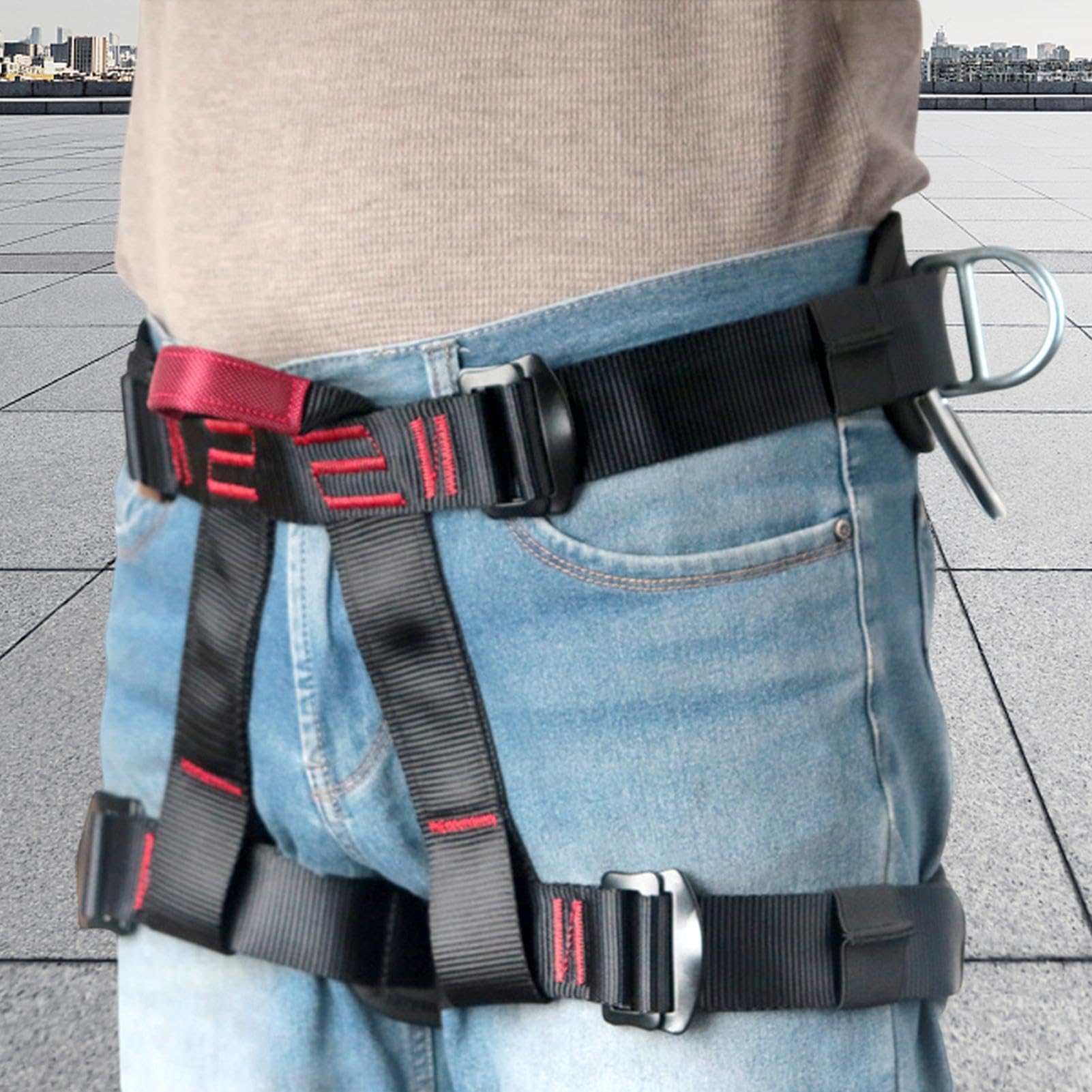 Arnés de Escalada Equipo de protección para actividades al aire libre | Arnés de seguridad de media cuerpo para trabajos en tejados para Montañismo, Rappel, Construcción, Principiantes y Profesion