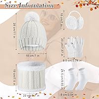 Vista 2 de SATINIOR Juego de 5 piezas de gorro de invierno y bufanda, guantes de forro polar cálido, gorro de punto, gorro de punto para pantalla táctil