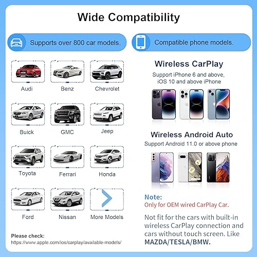 Miniatura 6 de Adaptador CarPlay inalámbrico Android 12.0 compatible con YouTubeNetflixDisneyGoogle PlayTF Card, adaptador automático inalámbrico para Android, The