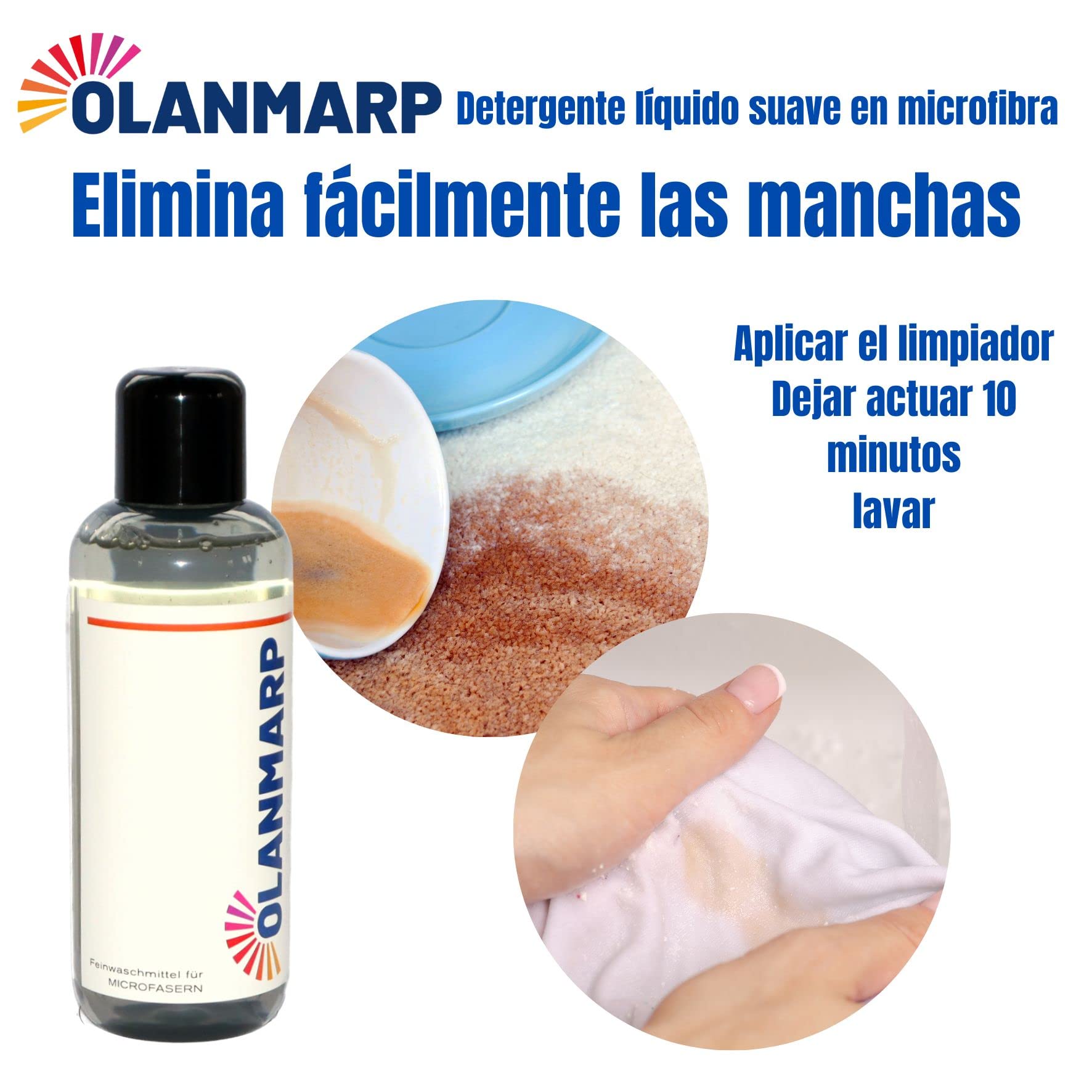 Detergente suave concentrado de microfibra – Detergente líquido para a mano + lavado a máquina (480 ml, sin red de lavado)