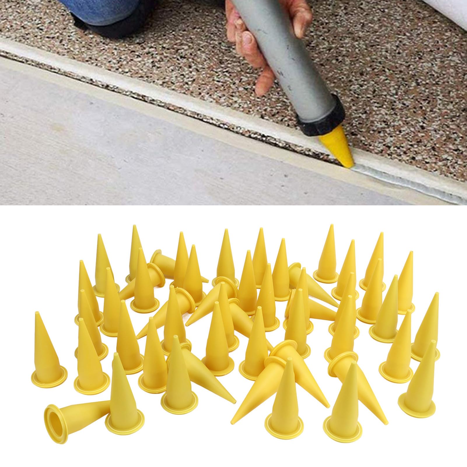 Natudeco 50 Pcs Caulk Cone Nozzle Glass Glue Tips Glue Bottle Nozzles PE Plastic Fine Tip Reusable Caulking Nozzle for Sealant Glue