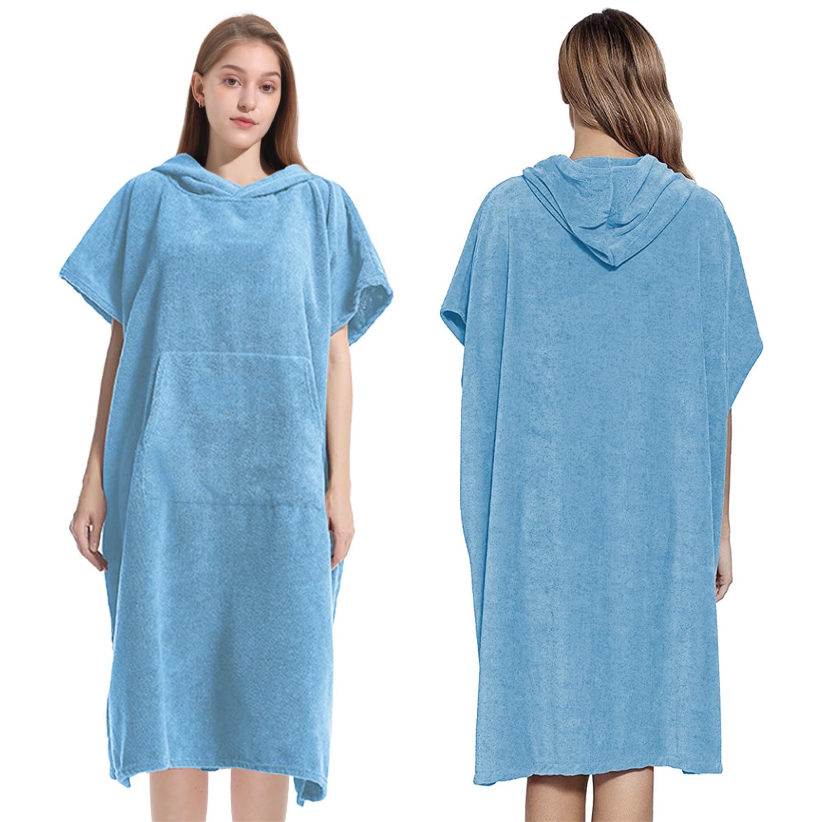Generisch Weicher Poncho Handtuch Bademantel Mikrofaser mit zum Schwimmen, Surfen, Strand, Yoga, Fitnessstudio, Reisen, bequem (BU1, One Size)