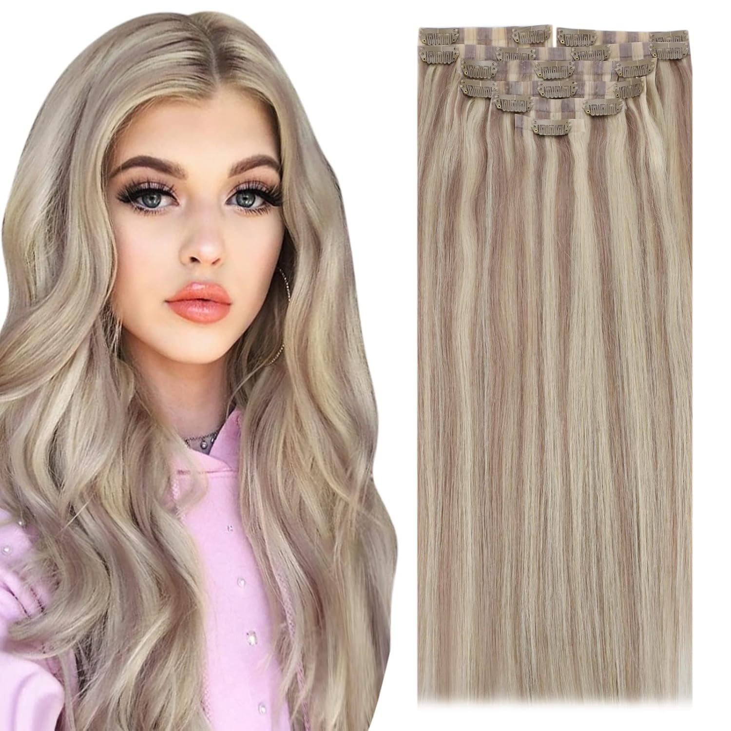 Sunny Seamless Clip in Extensions Real Human Hair Blonde