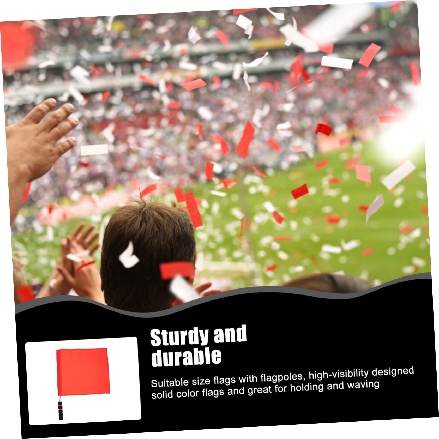 BCOATH 2pcs Stainless Steel Referee Flag and Whistle Set Conducting Flag for Football Volleyball and Racing Games