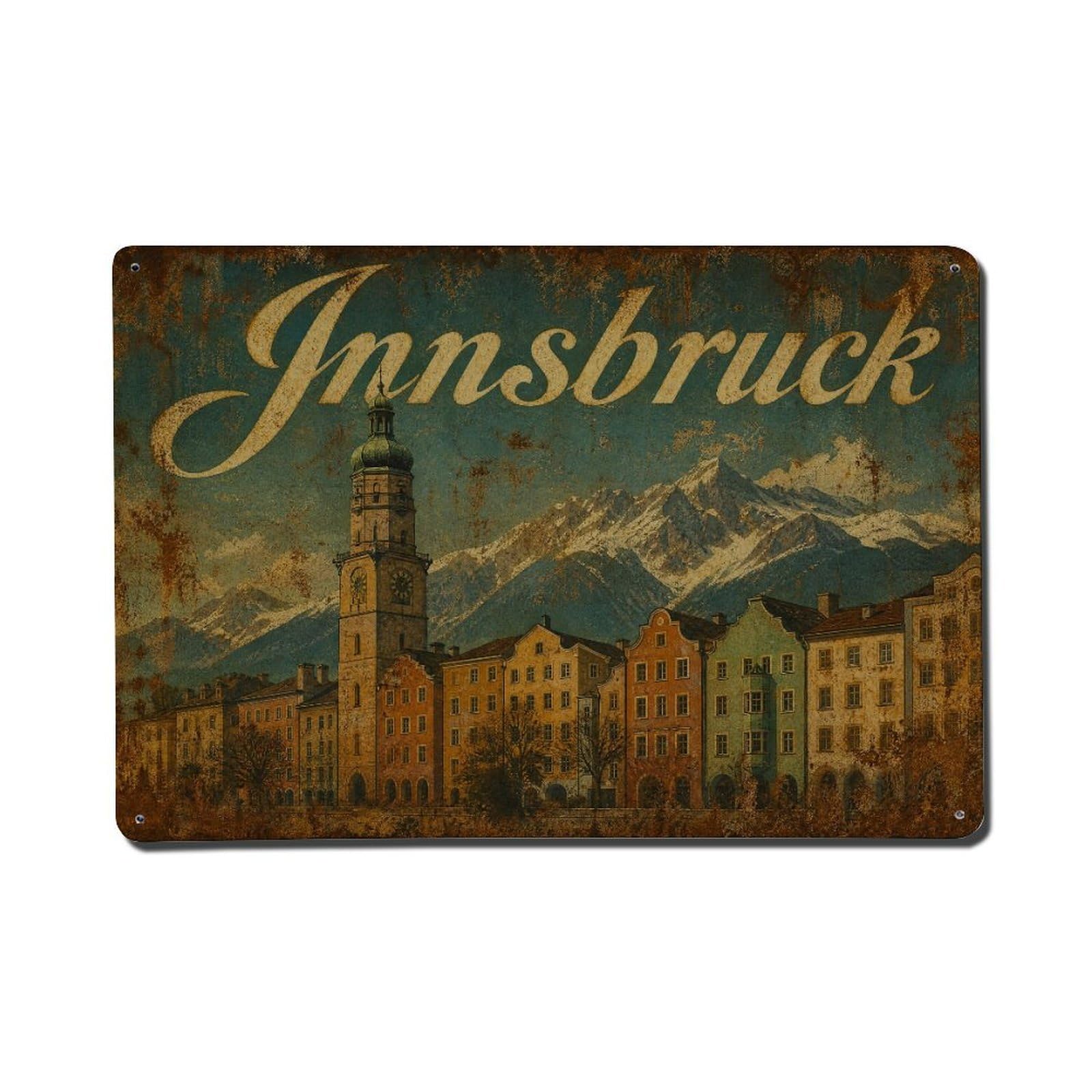 Vintage Travel Innsbruck Historic Destination Austria Metal Tin Sign