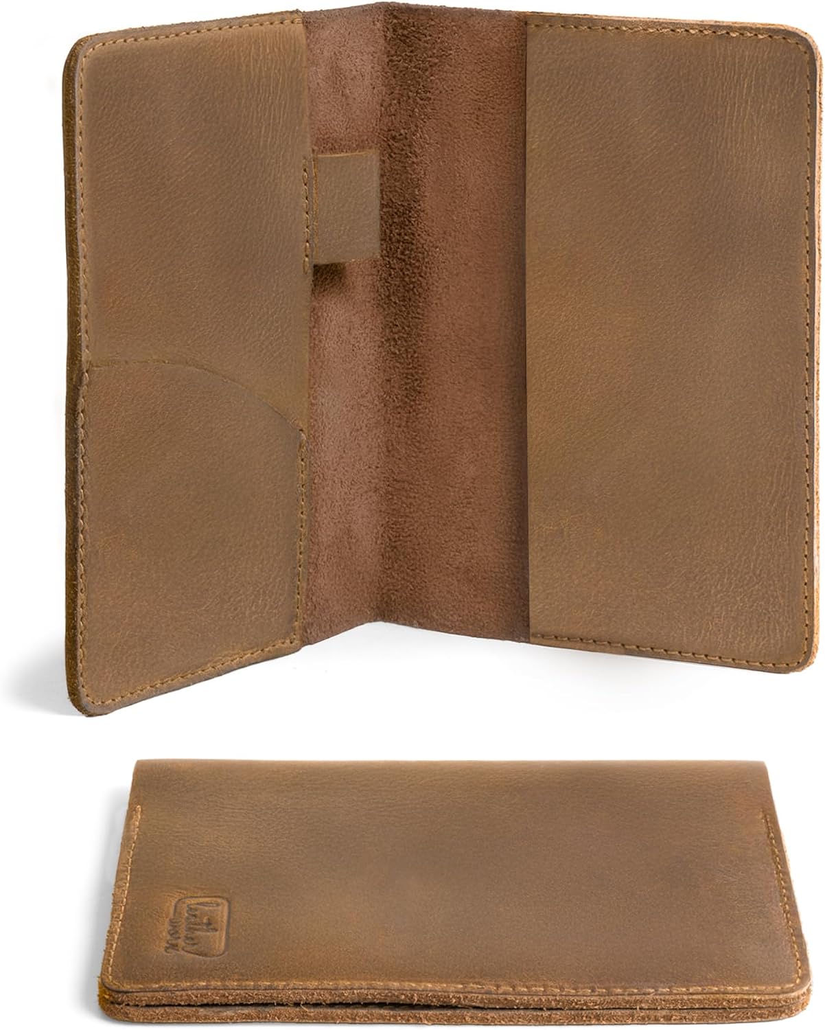 Leather Field Notes Cover, Leather Notebook Cover 3.5 x 5.5 in. with Card and Pen Holder, Handmade Protective Storage for Pocket Moleskine Journal Cover, Book & Notebooks, Notepad Wallet for Travelers (Single Malt Mahogany)