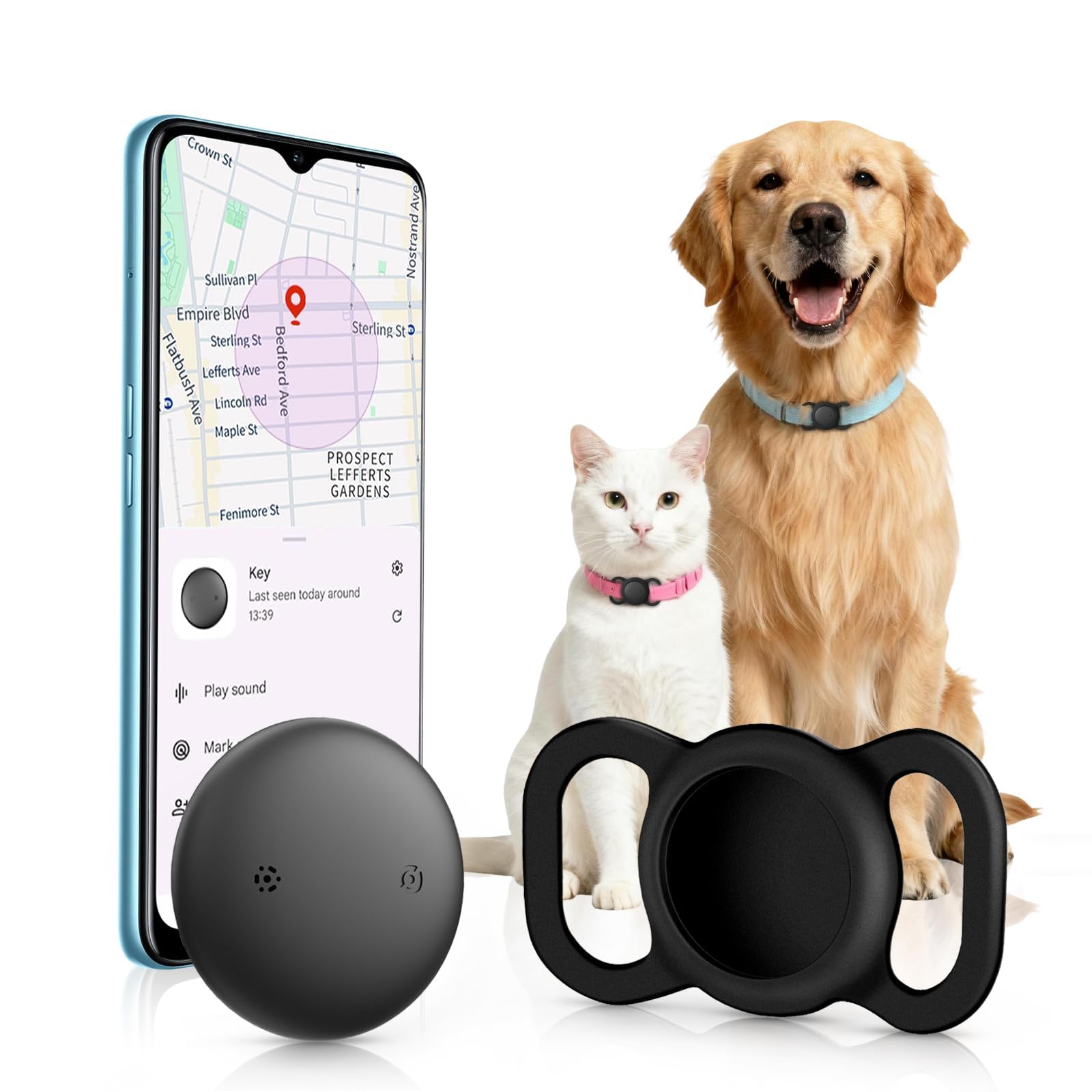 1 Pack Android GPS Dog Collar, Mini Dog GPS Tracker, Smart Pet Activity Tracker, No Subscription, GPS Cat Collar Certified Finder, Anti-Lost, Finder Tag for Vehicles, Pets, Kids, Items