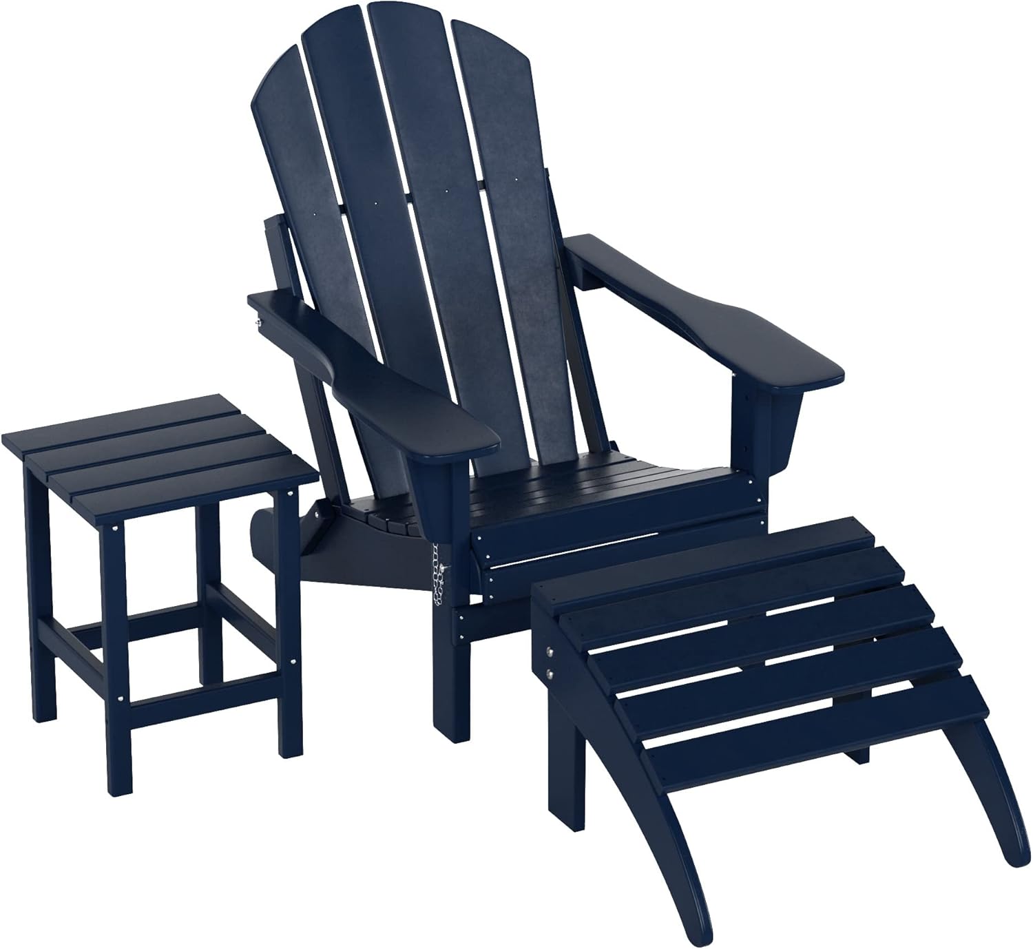 WestinTrends Malibu - Sillas de salón para exteriores, juego de 3 sillas Adirondack con otomana y mesa auxiliar, silla plegable de madera de