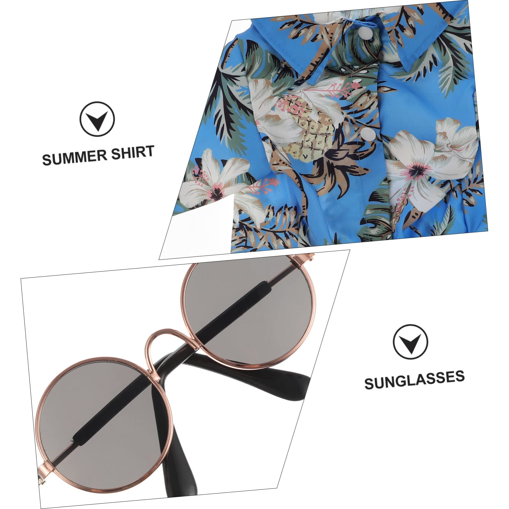 YARNOW 9 Pcs Accessori Per Animali Da Compagnia Hawaiian Costume Pet Summer Cool T-Shirt Hawaiana Camicia Per L'Estate Occhiali Da Sole Da Spiaggia Carro Armato Di Cotone Occhiali