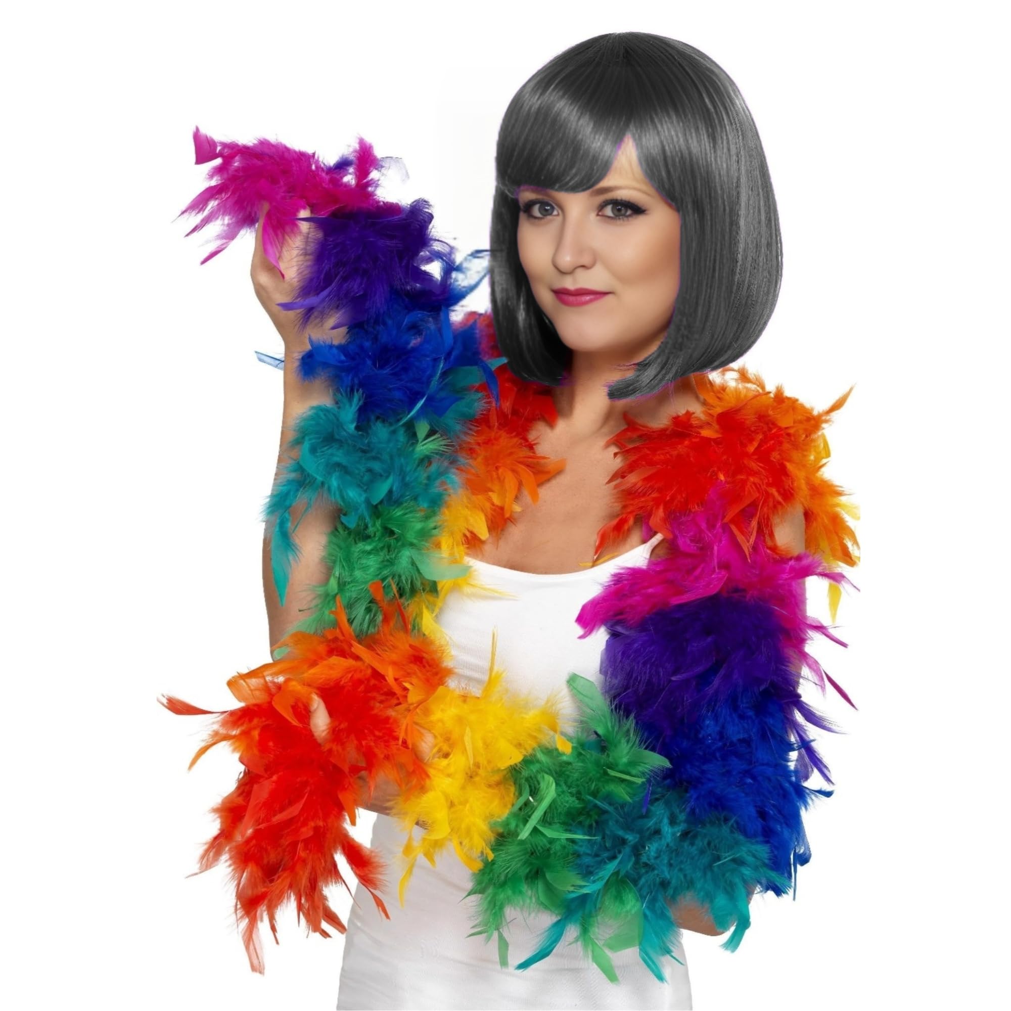 FNA FASHIONS 150 cm Feather Boa - Great for Hen and Stag Nights – Ideal for Costumes, Parties & Special Events (Rainbow)