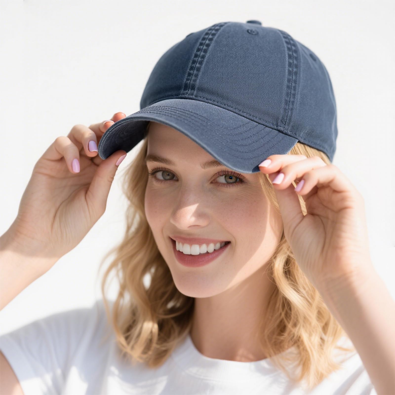 Oeyliz Baseball Cap Women Baseball Hat Vintage Washed Distressed Cap One Size Men Women Running Outdoor Adjustable Plain Hat