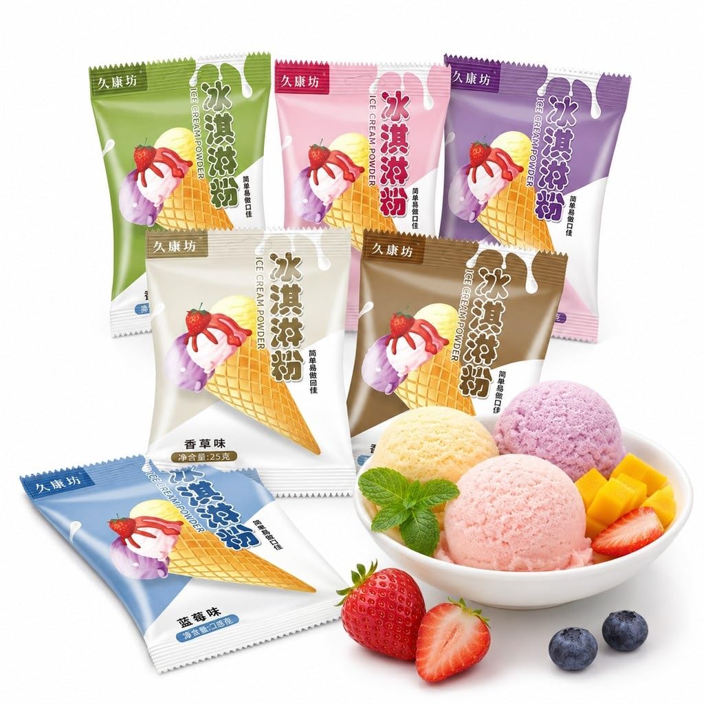 Juego De Mezcla Helado En Polvo 6 Sabores For Bricolaje Casa - 100 G X Bolsas | Fresa Chocolate Arándano | No Se Necesita Máquina For Hacer Helados
