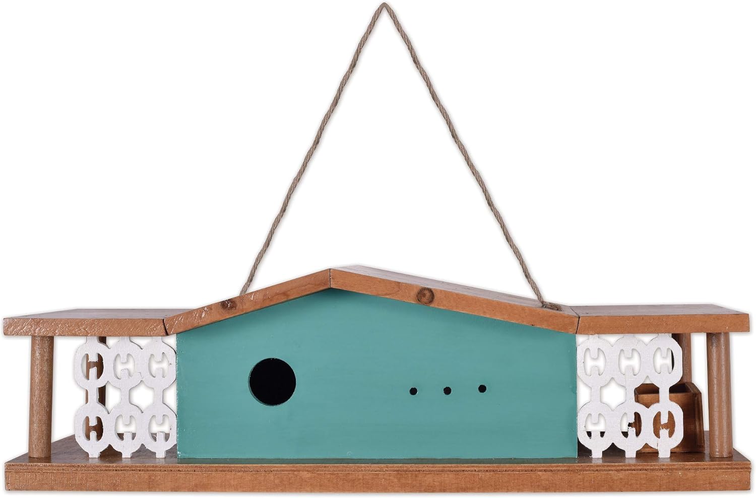 Sunset Vista Designs 93801 for The Birds-Mid-Century Modern Wooden Birdhouse, Turquoise