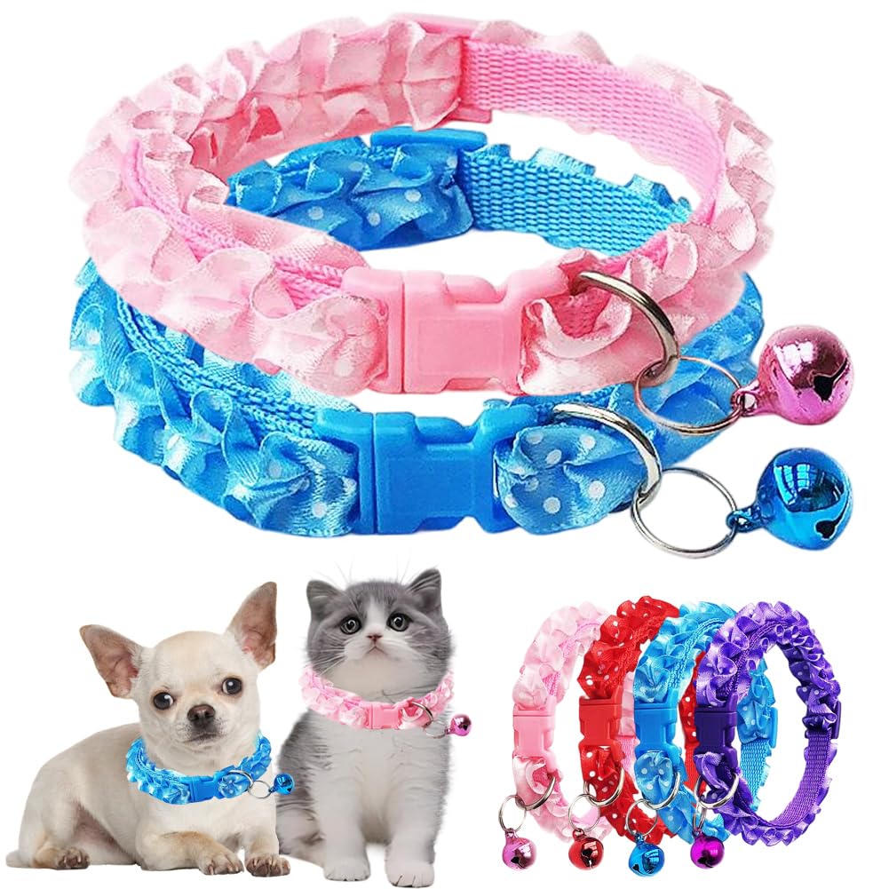 Collier clochette pour chien et chiot femelle réglable en dentelle taille XXS XS