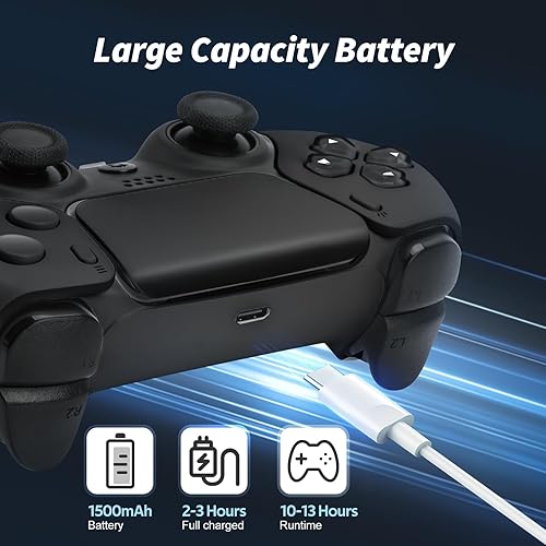 Miniatura 5 de Gatoo Wireless Controller Compatible with PS5/PS5 Slim/PS5 Pro with1500mAh Battery, Dual Vibration, 3.5mm Audio Jack, 6-Axis Motion, Speaker (Black)