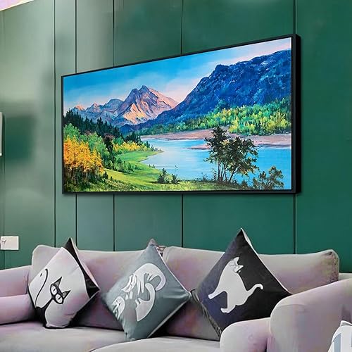 Miniatura 12 de Anolyfi Lienzo texturizado enmarcado botánico para sala de estar, pintura estética moderna de flores de salvia, arte de pared grande enmarcado para