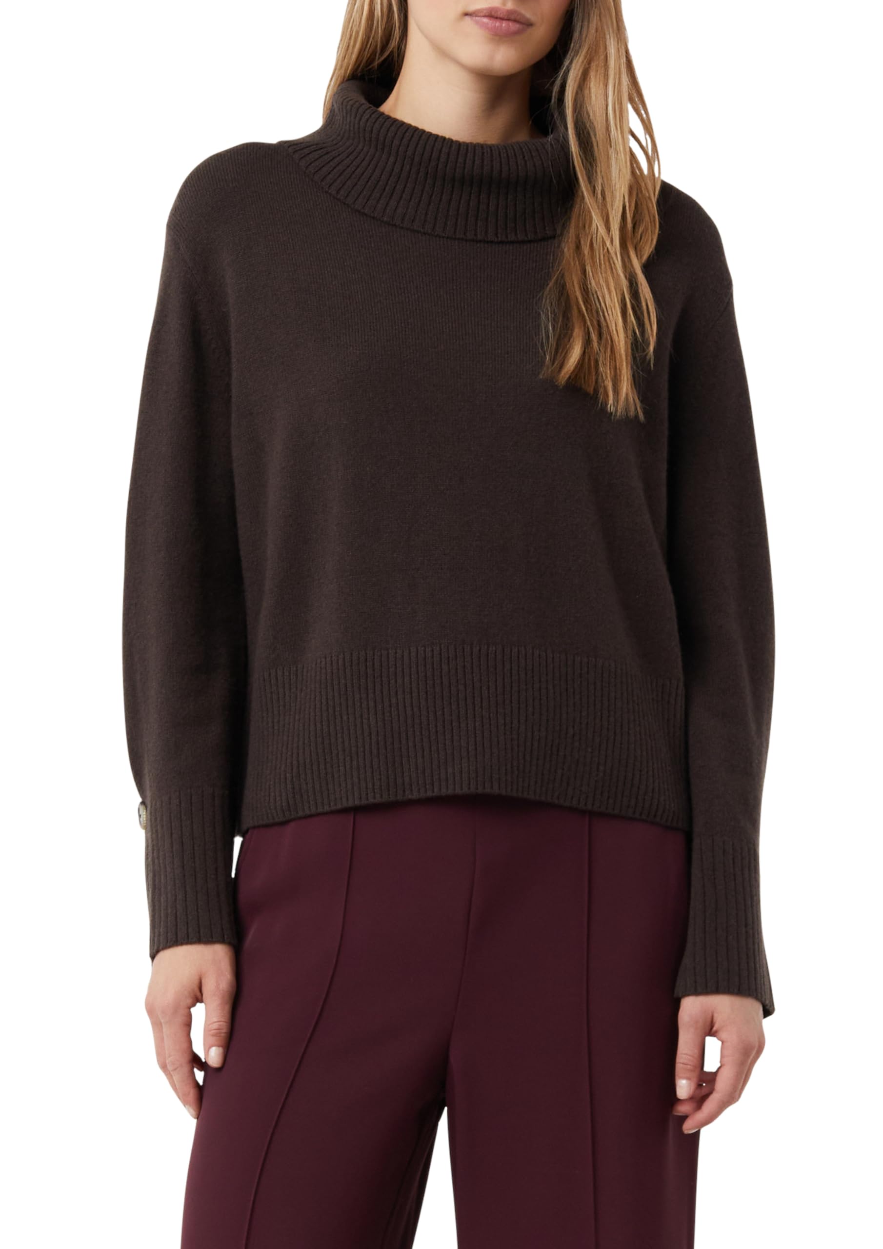 Comma Wollmixpullover mit Falten- und Knopfdetail am Ärmel