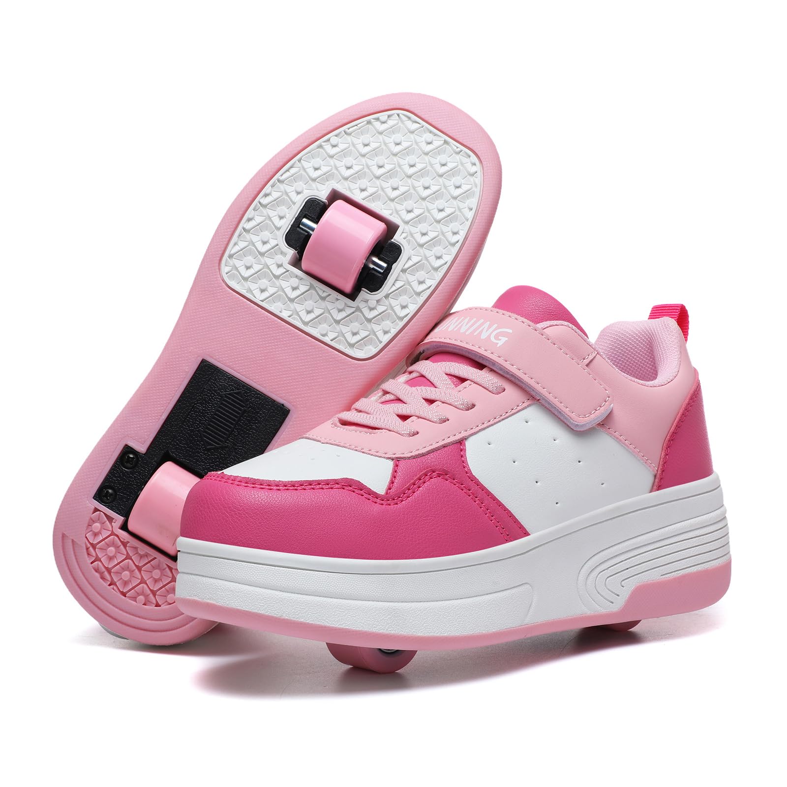 HSQ Fashion Sneaker Roller Skate Shoes for Boys Girls Kids Detachable Wheeled 2 in 1 Skating Shoes with Wheels