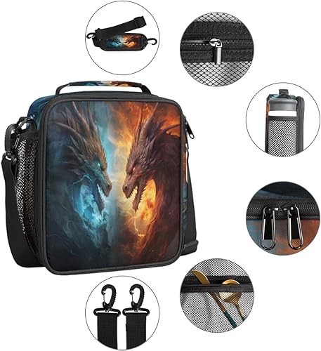 Miniatura 8 de Lonchera con diseño de ciervos y animales para niños, lonchera con estampado floral y flores para niñas y niños, lonchera congelable con correa