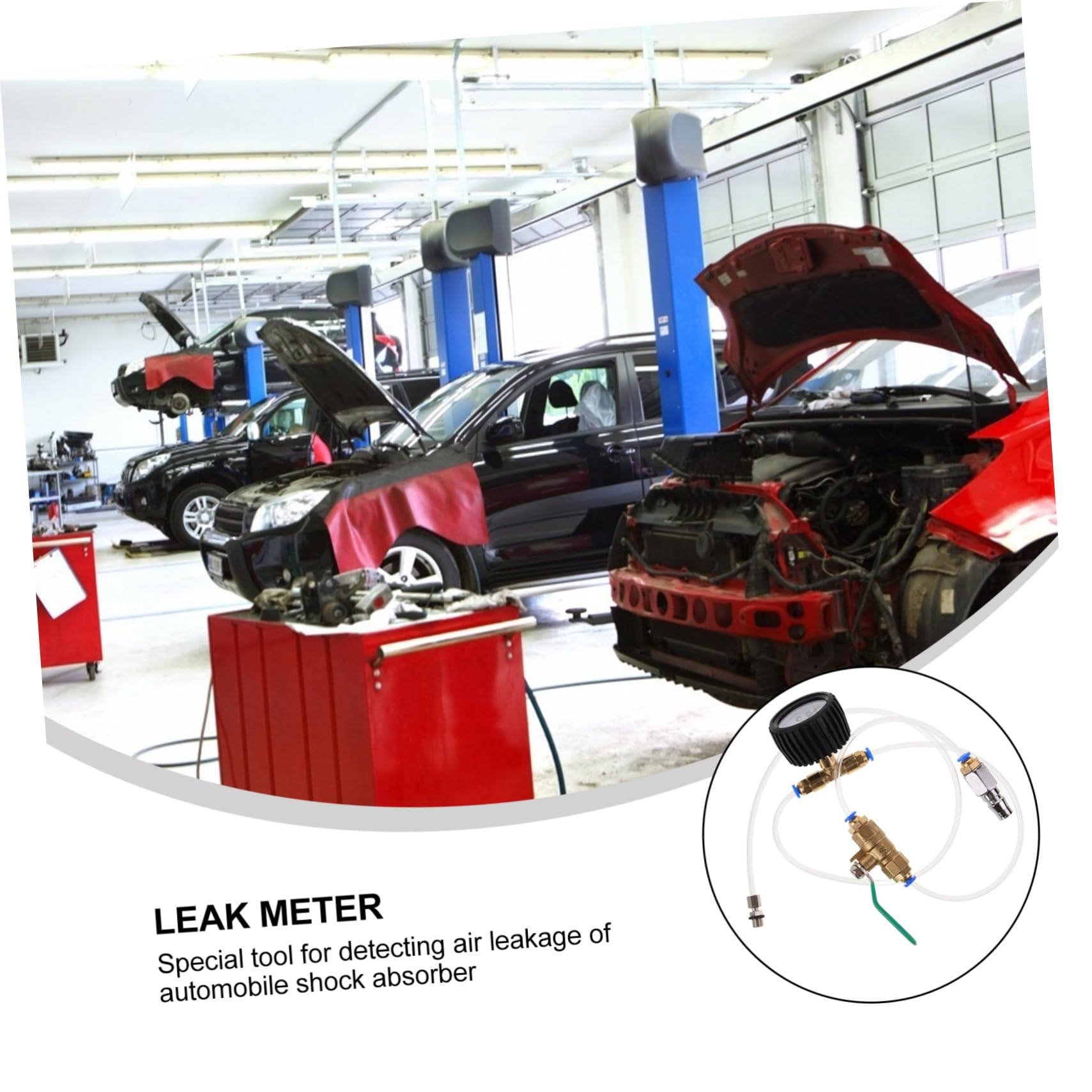 Luftschwingungsdämpfer Prüfgerät mit Leckprüfer Kunststoff und Kupfer Schnelles Messen für Autoreparatur und Stoßdämpfer Test im Fahrzeug