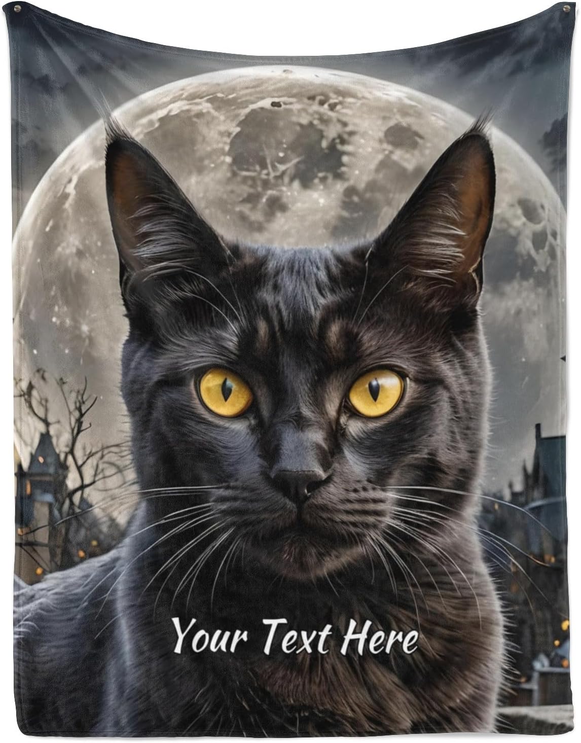 Black Cat and Moon Blanket, Ultra Soft Micro Flannel Blanket for Bed Couch Living Room (Kids), 30"" x 40""