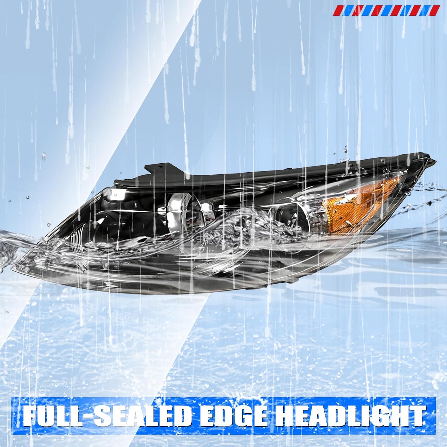 Pair Led Headlight Assembly Compatible with 2011 2012 Kia Sportage with LED Daytime Running Light w/Bulbs DRL Halogen Headlamp(Left and Right Side)