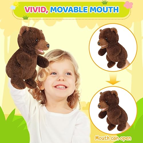 Miniatura 4 de Marionetas de Mano de Animales de 11 Pulgadas Safari Selva Zoológico Bosque Títere Selva Tropical Pastizales Animales Juego de Roles para Niños