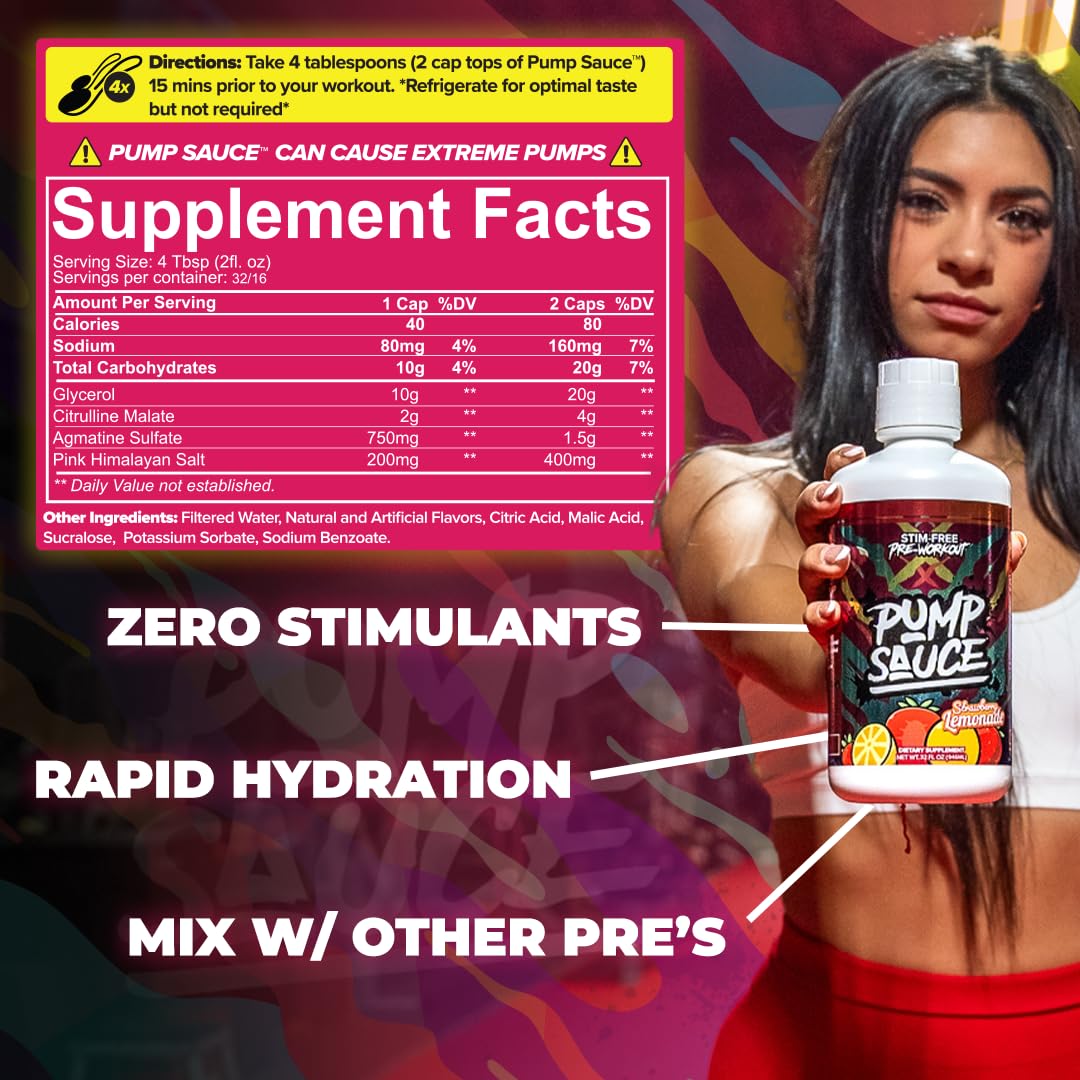 Pump Sauce Pre-Workout - 32 oz, Sour Gummy Worms, No Caffeine, Full Spectrum Liquid, Gluten Free, Vegan, Zero Sugar — Amazon image 6